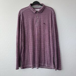 Tommy Bahama XLarge Purple Stripe Long Sleeve Polo Shirt‎